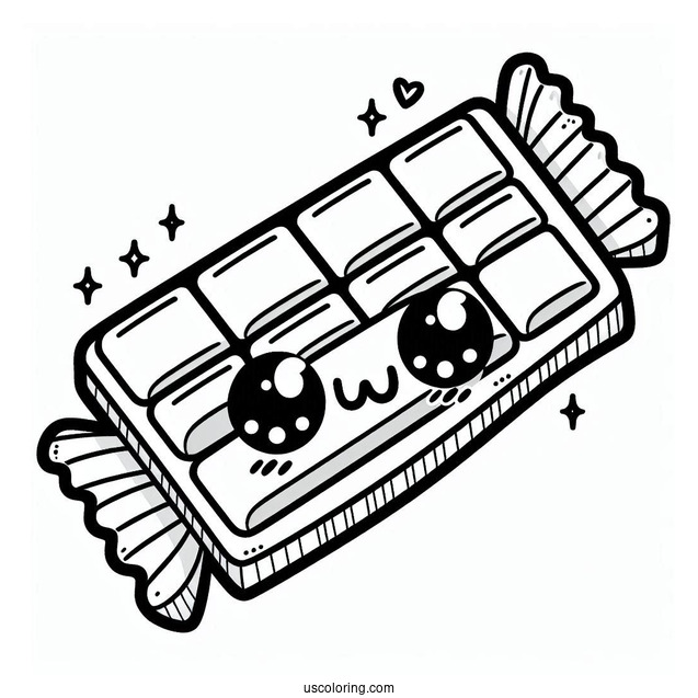 Kawaii Chocolate Bar To Color