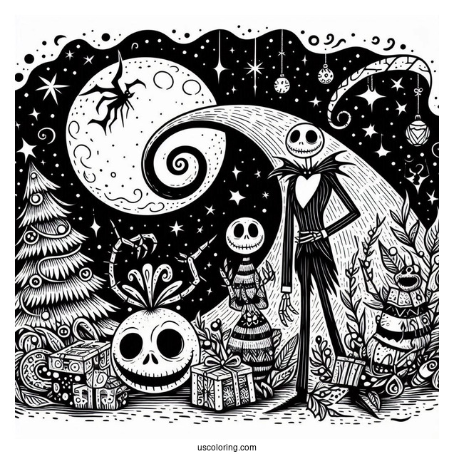 Nightmare Before Christmas Coloring In For Kids