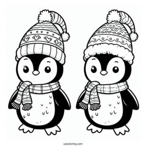 Cartoon Penguin Christmas Inspired Coloring