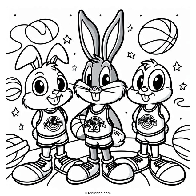 Cute Bugs Bunny In Tune Squad Jersey Coloring Page For Kids