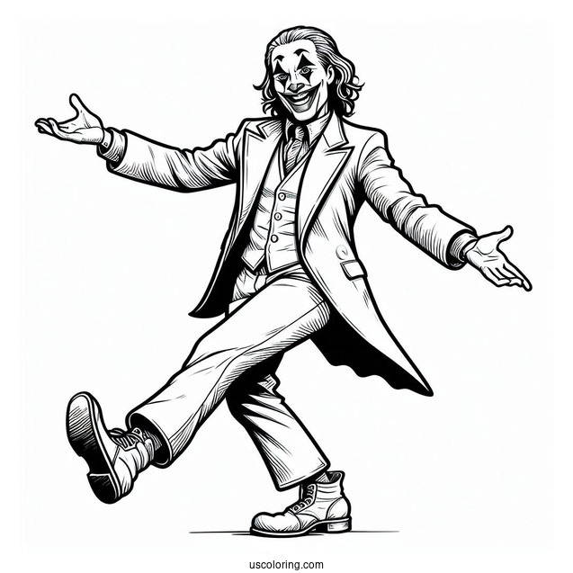 Detailed Coloring Sheet Of Joker Dancing