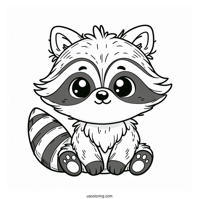 Cute Baby Raccoon Coloring Page For Preschoolers
