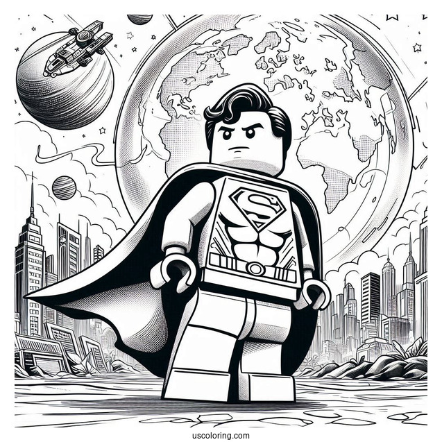 Lego Superman In Front Of Daily Planet