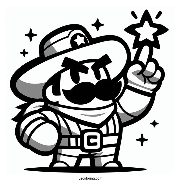Brawl Stars Coloring Page Of Simple El Primo Pointing Up For Kids