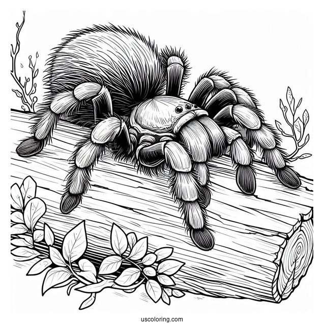 Tarantula Spider Resting On Log To Color