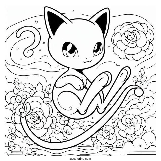 Mew Coloring Page With Mewtwo