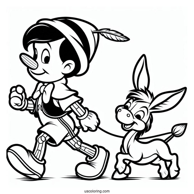 Pinocchio Coloring Page Turning Into a Donkey
