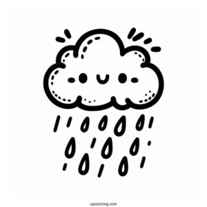 Cartoon Cloud And Rain Coloring Page