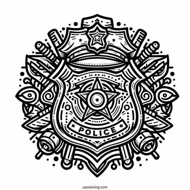 Police Badge Coloring Page