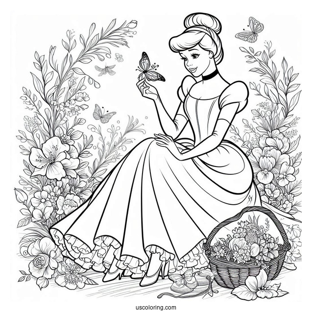 Beautiful Coloring Page Of Cinderella For Kids