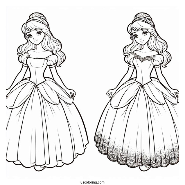Cinderella In Normal Clothes Coloring Picture