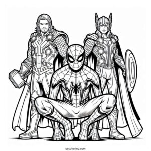 Spider-Man With Thor, Captain America, And Iron Man