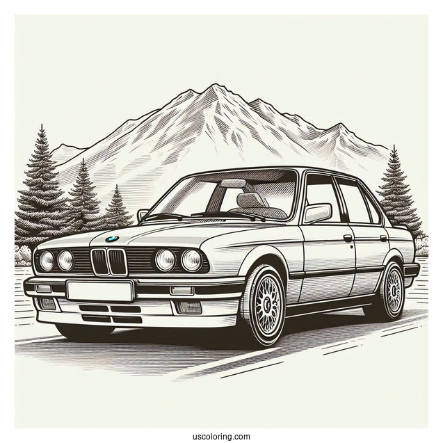 Parked BMW Coloring Page 3 Series E30