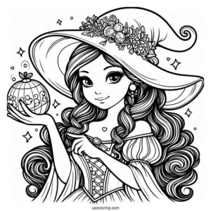 Queen Grimhilde Witch Coloring Page