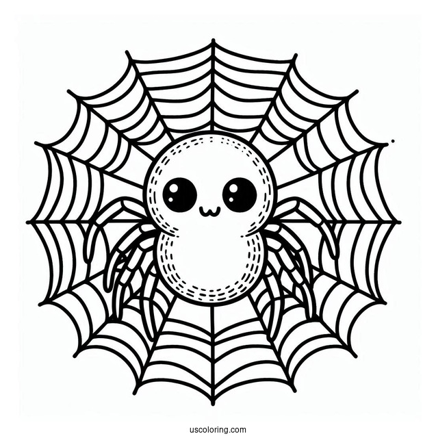 Cute Cartoon Spider On Web