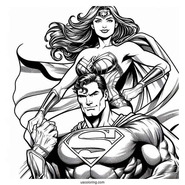 Superman With Lois Lane Coloring Sheet
