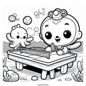 Octonauts Coloring Page Of Shellington Playing Table Tennis
