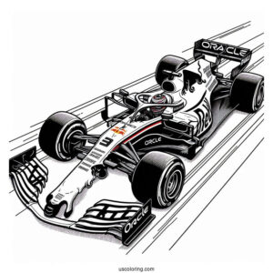 F1 Coloring Page Of Realistic Oracle Red Bull Racers With Contrails In The Air