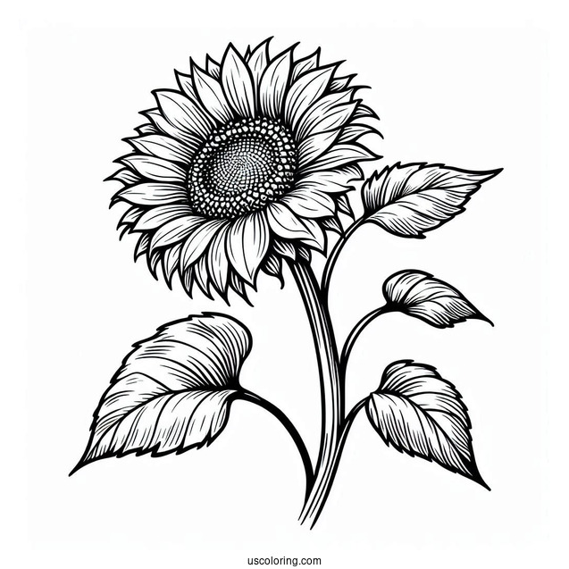 Tall Sunflower With Seeds Coloring In