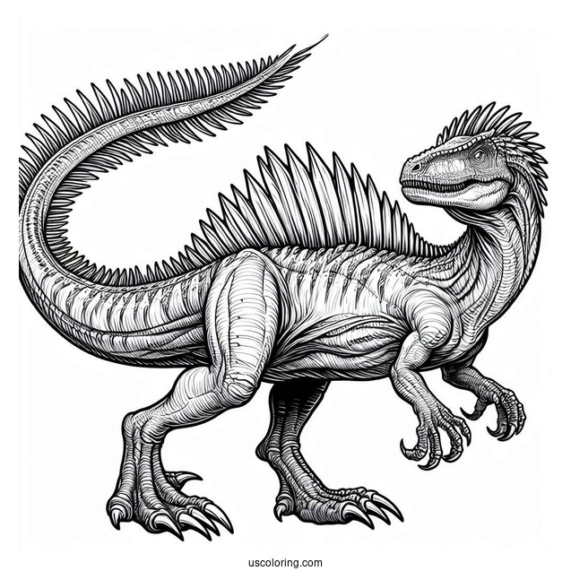 Side View Of Spinosaurus Coloring Page With Sharp Teeth And Claws