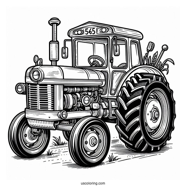 Detailed Farm Tractor To Color