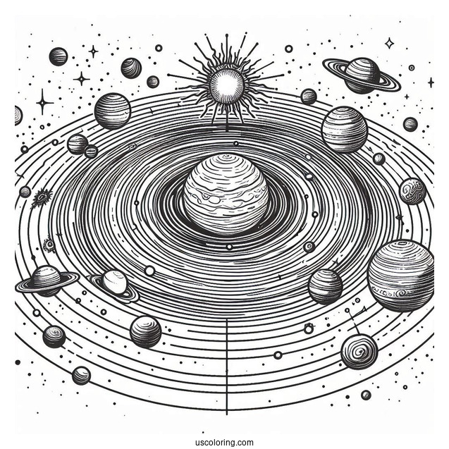 Birds Eye View Of Solar System Coloring Page
