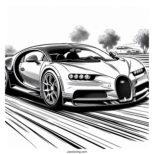 High Speed Bugatti Coloring Page Chiron On The Road