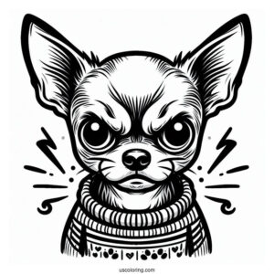 Easy Angry Chihuahua Coloring Page For Kids