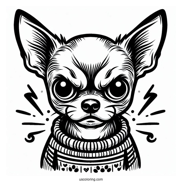 Easy Angry Chihuahua Coloring Page For Kids