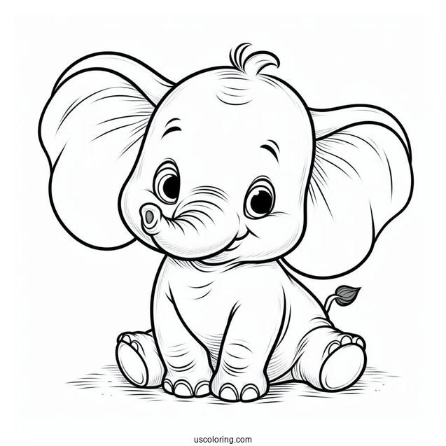 Dumbo The Elephant With Big Ears Coloring Sheet