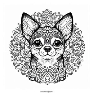 Chihuahua Coloring Page Mandala