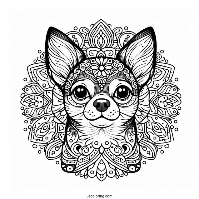 Chihuahua Coloring Page Mandala
