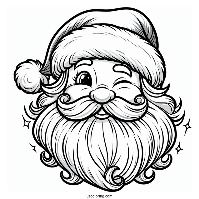 Winking Santa Face Coloring Sheet