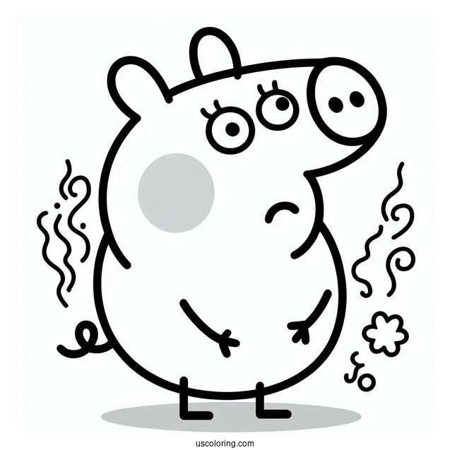 Concerned George Pig Coloring Page