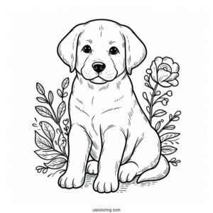 Labrador Puppy Coloring Sheet For Kids