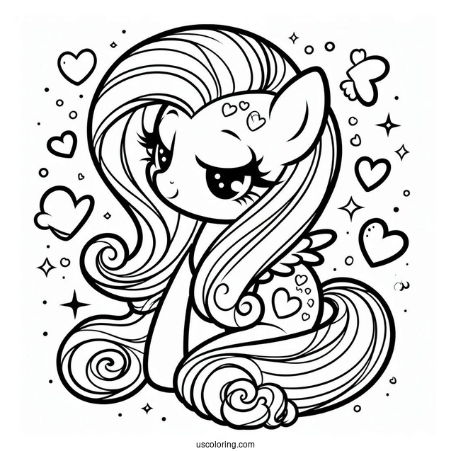 Easy Fluttershy Pony With Hearts and Stars