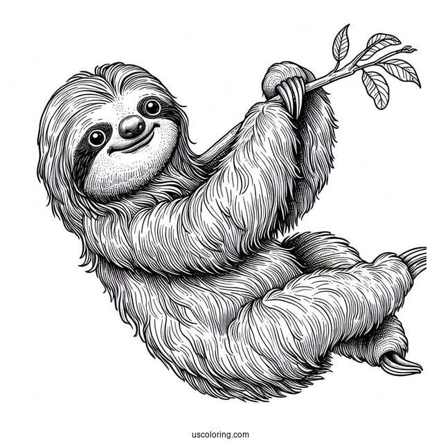 Adult Sloth Reaching Out For Food To Color