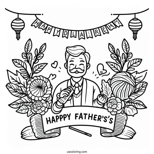 Happy Father's Day Coloring Page Of Banner