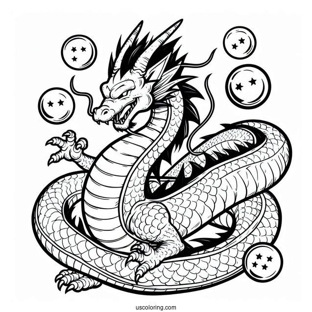 Shenron Dragon With Balls To Color