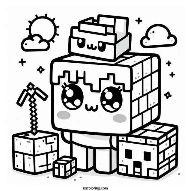 Cute Kawaii Minecraft Coloring For Preschoolers