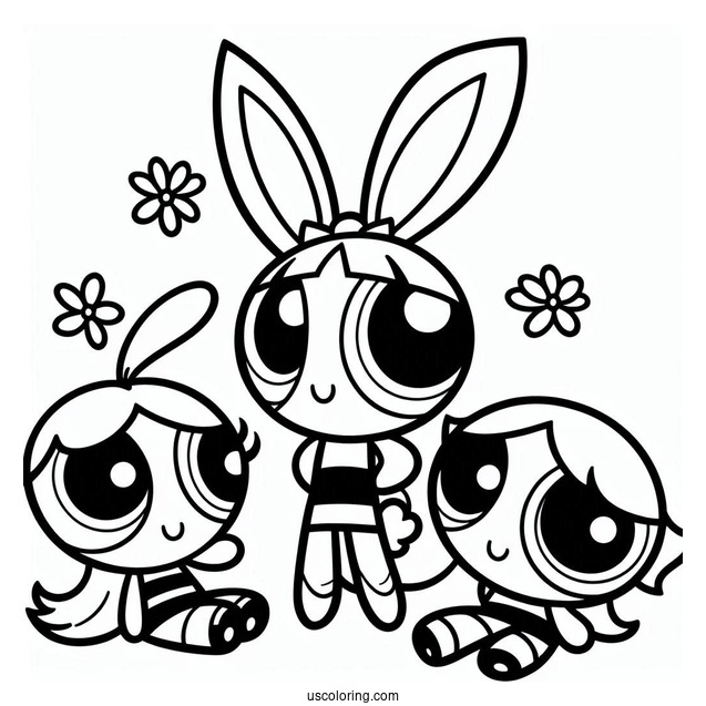 Bunny And The Powerpuff Girls Coloring Picture