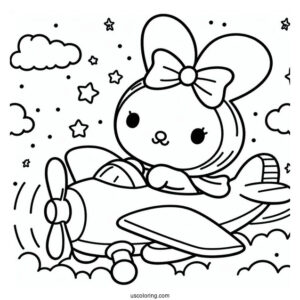 Miffy Coloring Page And Melanie Riding An Airplane