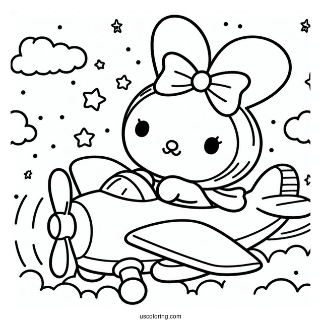Miffy Coloring Page And Melanie Riding An Airplane