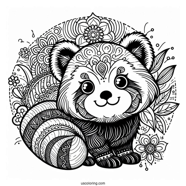 Red Panda Mandala For Adults