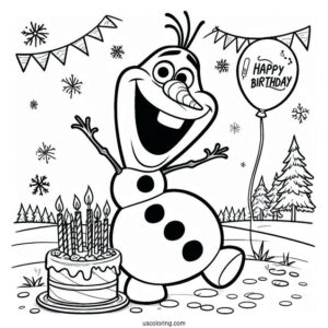 Olaf Happy Birthday Coloring Page For Kids