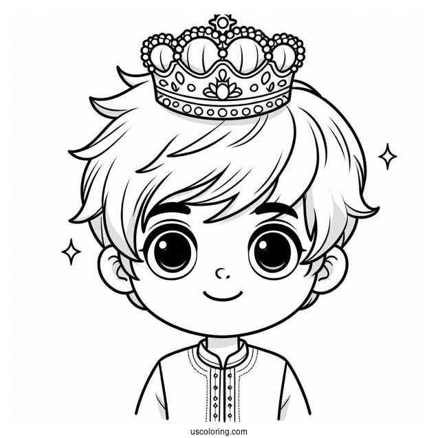Boy Wearing Crown Coloring In For Preschoolers