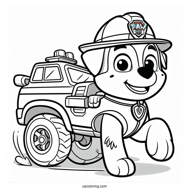 Coloring Sheet Of Tracker From Paw Patrol