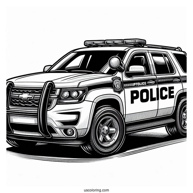 SUV Police Car Coloring Sheet