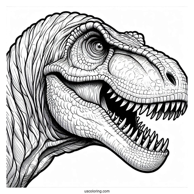 Close Up Of T-Rex Head Coloring Sheet