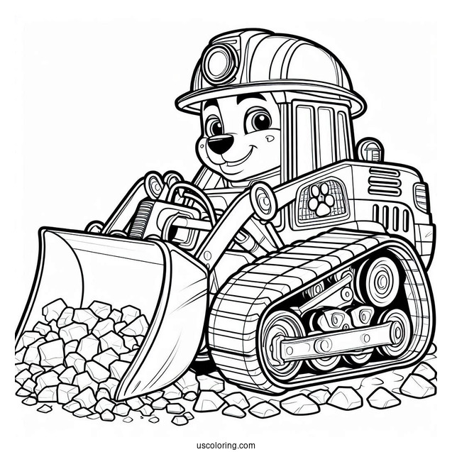 Rubble Driving Bulldozer To Color For Kids